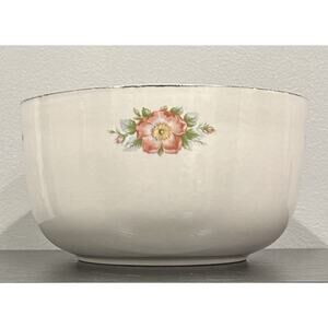 Vintage VTG 1940s Hall's Superior 8 7/8” Mixing Bowl MCM- Rose White Cottagecore